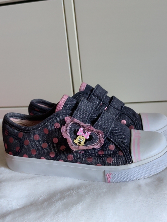 Disney Other - Disney Minnie Mouse Navy & Pink Polka Dot Kids Sneakers